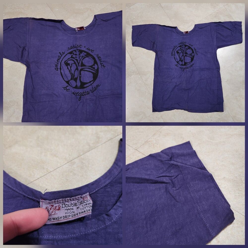 VTG 60s? 1960s Be Vegetarian Resist Animals Womens Single Stitch T Shirt‎ Top
